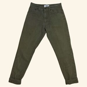 Naked & Famous Wm’s Raw Selvedge Army Green Duck Canvas Pants Sz 28